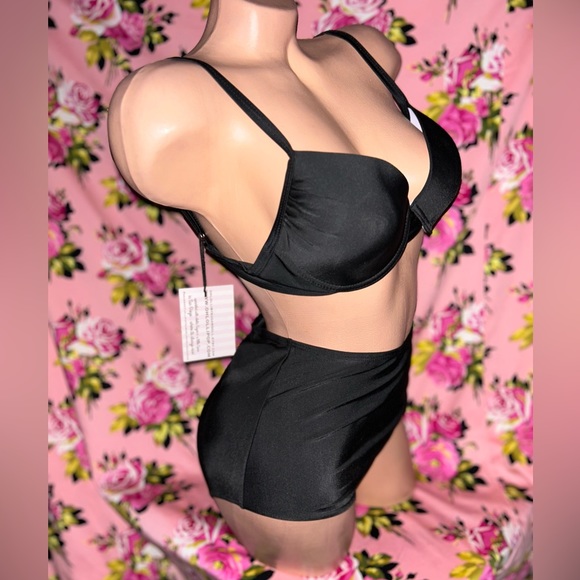 High waisted retro vintage bikini crop top ruched pinup rockabilly swimsuit p3 - Picture 10 of 11